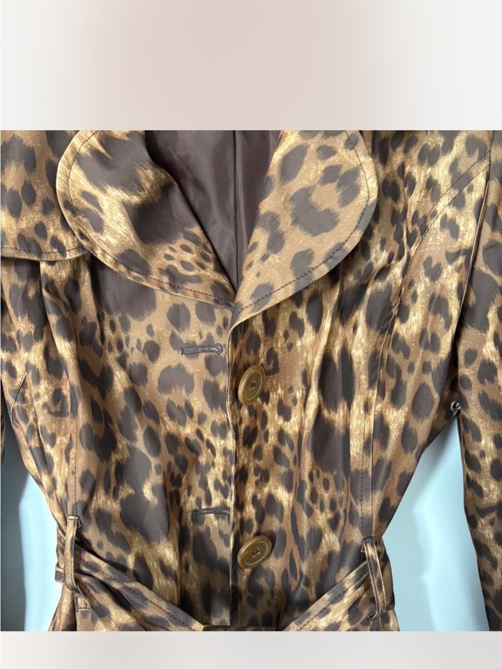 Kenneth Cole Reaction Leopard Print Trench Coat - Brown - Picture 3 of 4